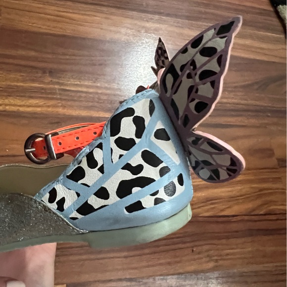 Sophia Webster Mini Chiara Mary Jane Butterfly Flats Leopard Glitter Kids 9 25 - Picture 14 of 15